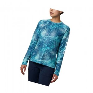 Columbia PFG Super Tidal Long Sleeve Sweatshirt Kadın Mavi | 10847-QAFB