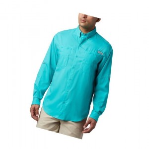 Columbia PFG Tamiami II Long Sleeve Big Gömlek Erkek Açık Turkuaz | 92136-ORTL