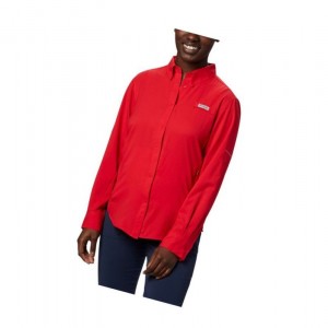Columbia PFG Tamiami II Long Sleeve Gömlek Kadın Kırmızı | 28794-YOMR