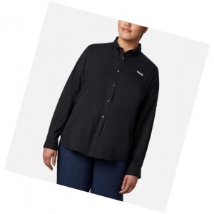 Columbia PFG Tamiami II Long Sleeve Plus Size Gömlek Kadın Siyah | 80543-UORC
