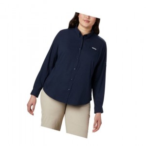 Columbia PFG Tamiami II Long Sleeve Plus Size Gömlek Kadın Lacivert | 74509-ATNH