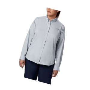 Columbia PFG Tamiami II Long Sleeve Plus Size Gömlek Kadın Gri | 95428-VRMO