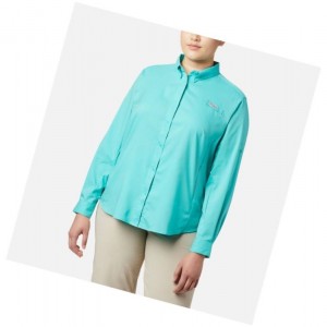 Columbia PFG Tamiami II Long Sleeve Plus Size Gömlek Kadın Mavi | 58601-NRGH