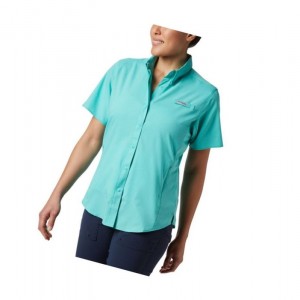Columbia PFG Tamiami II Short Sleeve Gömlek Kadın Mavi | 27053-JZQX