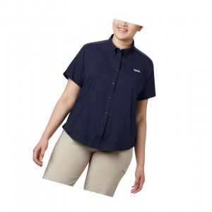 Columbia PFG Tamiami II Short Sleeve Plus Size Gömlek Kadın Lacivert | 95602-IQJT