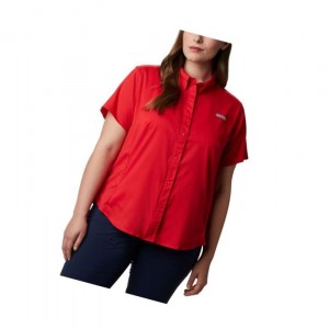 Columbia PFG Tamiami II Short Sleeve Plus Size Gömlek Kadın Kırmızı | 85761-XGPC