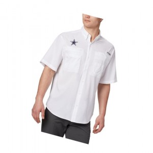 Columbia PFG Tamiami Short Sleeve - Dallas Cowboys Gömlek Erkek Beyaz | 48571-RLGT
