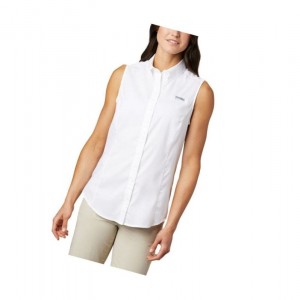 Columbia PFG Tamiami Sleeveless Gömlek Kadın Beyaz | 62709-JTWX