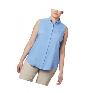 Columbia PFG Tamiami Sleeveless Plus Size Gömlek Kadın Beyaz | 84079-NWUJ