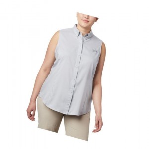Columbia PFG Tamiami Sleeveless Plus Size Gömlek Kadın Gri | 69850-SENY
