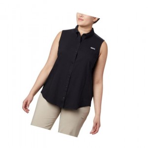 Columbia PFG Tamiami Sleeveless Plus Size Gömlek Kadın Siyah | 41597-TIRV