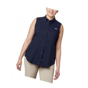 Columbia PFG Tamiami Sleeveless Plus Size Gömlek Kadın Lacivert | 92657-HBAS