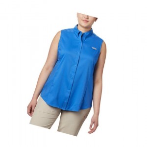 Columbia PFG Tamiami Sleeveless Plus Size Gömlek Kadın Mavi | 86305-NRGM