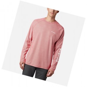 Columbia PFG Terminal Deflector Long Sleeve Tall Sweatshirt Erkek Kırmızı Beyaz | 34862-WRQD