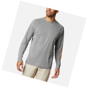 Columbia PFG Terminal Deflector Long Sleeve Big Sweatshirt Erkek Koyu Gri | 25807-WIHY