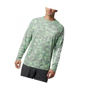 Columbia PFG Terminal Deflector Printed Long Sleeve Sweatshirt Erkek Gri Camo | 23745-YLVS