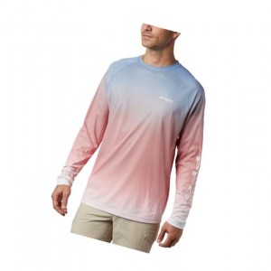 Columbia PFG Terminal Deflector Printed Long Sleeve Sweatshirt Erkek Mavi | 12537-IKSO