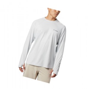 Columbia PFG Terminal Deflector Zero Mock Long Sleeve Sweatshirt Erkek Gri | 91623-EVUK
