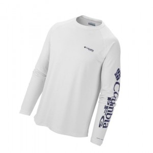 Columbia PFG Terminal Tackle?Long Sleeve Tall Sweatshirt Erkek Beyaz | 04591-QXPG