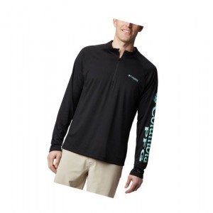 Columbia PFG Terminal Tackle 1/4 Zip Sweatshirt Erkek Siyah | 73415-GPLC
