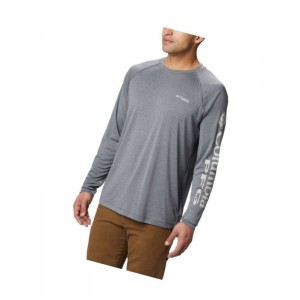 Columbia PFG Terminal Tackle Heather Long Sleeve Sweatshirt Erkek Gri | 14362-KXVZ