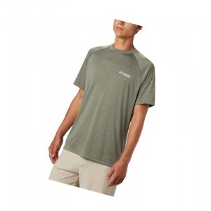 Columbia PFG Terminal Tackle Heather Short Sleeve Tişört Erkek Gri Yeşil Beyaz | 51392-CDJN