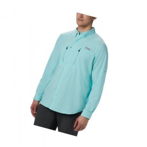 Columbia PFG Terminal Tackle Long Sleeve Woven Gömlek Erkek Açık Mavi | 63410-UYHL
