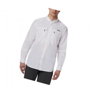Columbia PFG Terminal Tackle Long Sleeve Woven Gömlek Erkek Beyaz | 29645-REQP