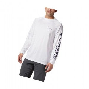 Columbia PFG Terminal Tackle Long Sleeve Big Sweatshirt Erkek Beyaz | 28704-EKVM