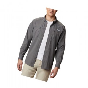 Columbia PFG Terminal Tackle Long Sleeve Woven Gömlek Erkek Gri | 21670-GLKF