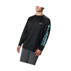 Columbia PFG Terminal Tackle Long Sleeve Sweatshirt Erkek Siyah | 20675-AIUQ