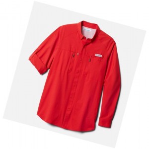 Columbia PFG Terminal Tackle Long Sleeve Woven Gömlek Erkek Kırmızı | 89416-UKSV