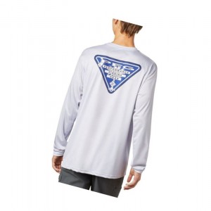 Columbia PFG Terminal Tackle State Triangle Long Sleeve Sweatshirt Erkek Gri | 59284-EJHK