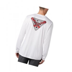 Columbia PFG Terminal Tackle State Triangle Long Sleeve Big Sweatshirt Erkek Beyaz | 14750-ISHF