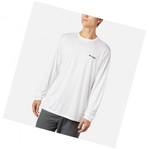 Columbia PFG Terminal Tackle State Triangle Long Sleeve Sweatshirt Erkek Beyaz | 86951-RNEL