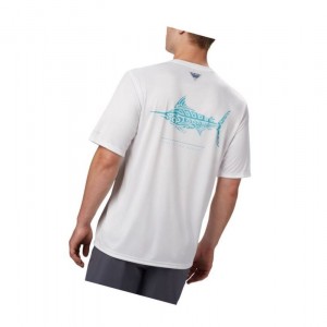 Columbia PFG Terminal Tackle Tribal Fish Short Sleeve Tişört Erkek Beyaz | 84950-EHOT