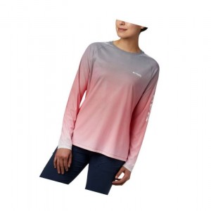 Columbia PFG Tidal Deflector Long Sleeve Sweatshirt Kadın Kırmızı | 74019-JEZK