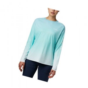 Columbia PFG Tidal Deflector Long Sleeve Sweatshirt Kadın Mavi | 67142-RYUW