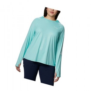 Columbia PFG Tidal Deflector Plus Size Kapşonlu Kadın Mavi | 73218-LFKD