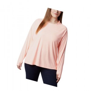 Columbia PFG Tidal Deflector Plus Size Kapşonlu Kadın Pembe | 61425-YSLN