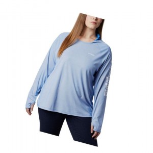 Columbia PFG Tidal Deflector Plus Size Kapşonlu Kadın Mavi | 58749-MULB