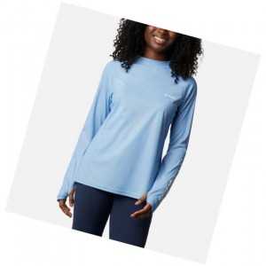 Columbia PFG Tidal Deflector Zero Mock Long Sleeve Sweatshirt Kadın Mavi Mavi | 91543-TCLB