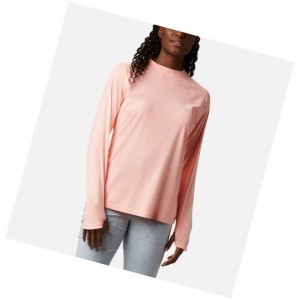 Columbia PFG Tidal Deflector Zero Mock Long Sleeve Sweatshirt Kadın Pembe | 02567-BGHS