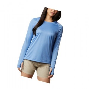 Columbia PFG Tidal Heather Kapşonlu Kadın Mavi Beyaz | 46957-PDHF
