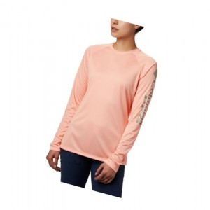 Columbia PFG Tidal Heather Long Sleeve Sweatshirt Kadın Pembe | 63871-ZANY