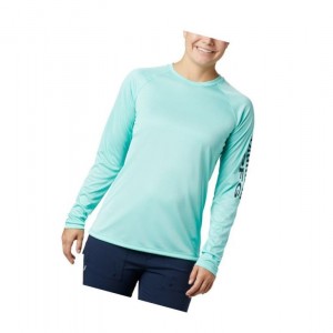Columbia PFG Tidal Heather Long Sleeve Sweatshirt Kadın Lacivert | 16972-DLRU