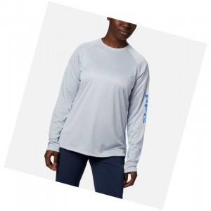 Columbia PFG Tidal Heather Long Sleeve Sweatshirt Kadın Gri Mavi | 85920-ILDQ