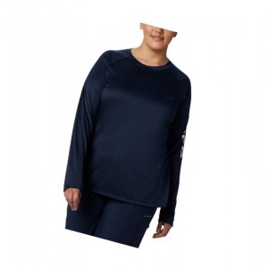 Columbia PFG Tidal II Long Sleeve Plus Size Sweatshirt Kadın Lacivert Beyaz | 50479-ZHRS