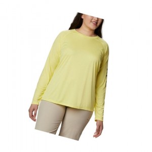 Columbia PFG Tidal II Long Sleeve Plus Size Sweatshirt Kadın Turuncu Gri | 35429-KMLH