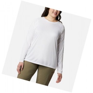 Columbia PFG Tidal II Long Sleeve Plus Size Sweatshirt Kadın Beyaz Gri | 92651-PYHK